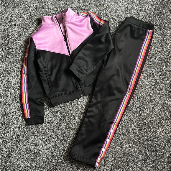 Black and Pink Tracksuit with Rainbow Stripes - Picture 1 of 5